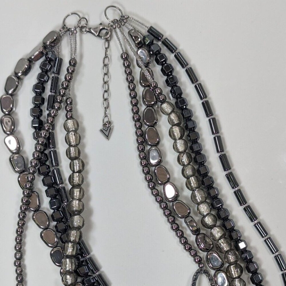 141 SILPADA Hematite Glass Sterling Silver Necklace Five Strand N1936 - Retired